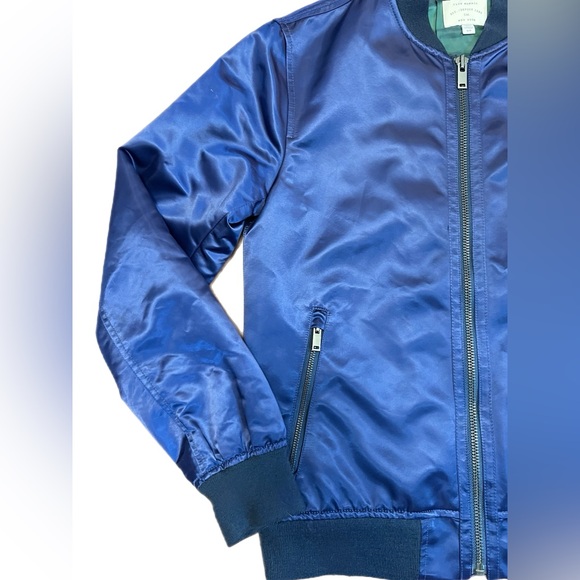 Blue floral satin club Monaco bomber - Picture 3 of 6